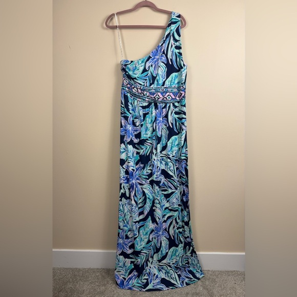 Lilly Pulitzer Malia Maxi Dress in High Tide Navy Ready Set Gecko Engineered M - Picture 5 of 5